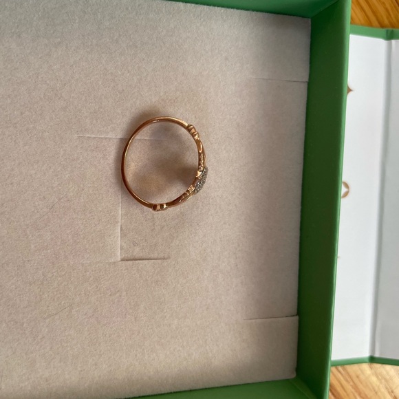 Rose gold & Diamond Claddaugh Irish  ring. Size 5.. sizable - Picture 3 of 5